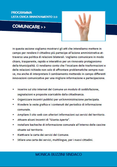 Comunicare - Programma elettorale Monica Buzzini Lista Civica Rinnovamento 2.0