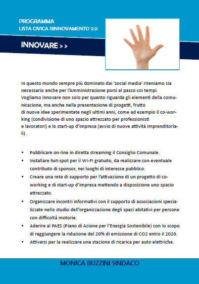Innovare - Programma Monica Buzzini Lista Civica Rinnovamento 2.0