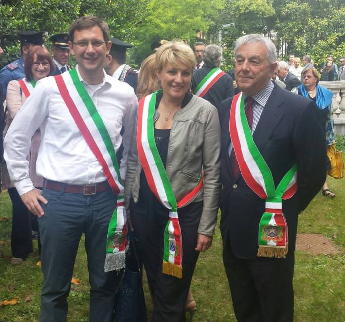 Monica Buzzini Con i sindaci di Cavenago Brianza e Roncello.